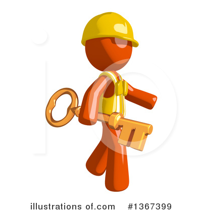 Royalty-Free (RF) Orange Construction Worker Clipart Illustration by Leo Blanchette - Stock Sample #1367399