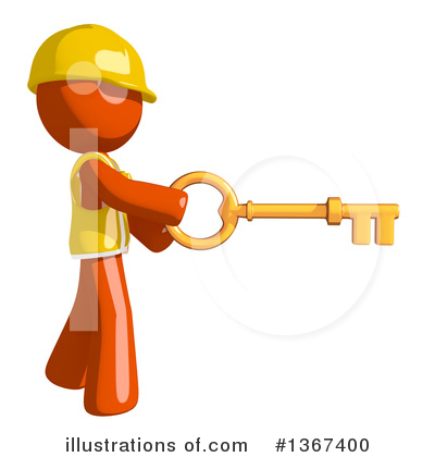 Royalty-Free (RF) Orange Construction Worker Clipart Illustration by Leo Blanchette - Stock Sample #1367400