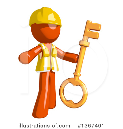 Royalty-Free (RF) Orange Construction Worker Clipart Illustration by Leo Blanchette - Stock Sample #1367401