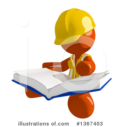 Royalty-Free (RF) Orange Construction Worker Clipart Illustration by Leo Blanchette - Stock Sample #1367403