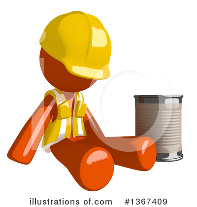 Royalty-Free (RF) Orange Construction Worker Clipart Illustration by Leo Blanchette - Stock Sample #1367409