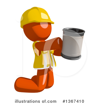 Royalty-Free (RF) Orange Construction Worker Clipart Illustration by Leo Blanchette - Stock Sample #1367410