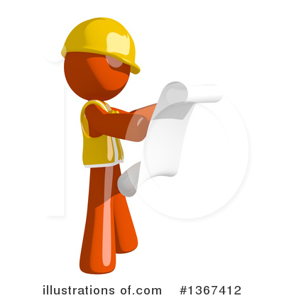 Orange Construction Worker Clipart #1367412 by Leo Blanchette