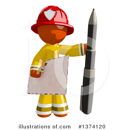 Royalty-Free (RF) Orange Man Firefighter Clipart Illustration by Leo Blanchette - Stock Sample #1374120