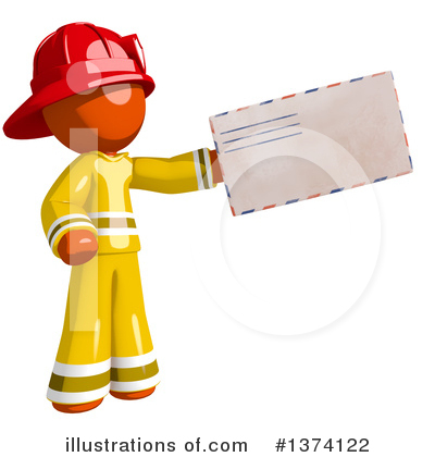 Royalty-Free (RF) Orange Man Firefighter Clipart Illustration by Leo Blanchette - Stock Sample #1374122