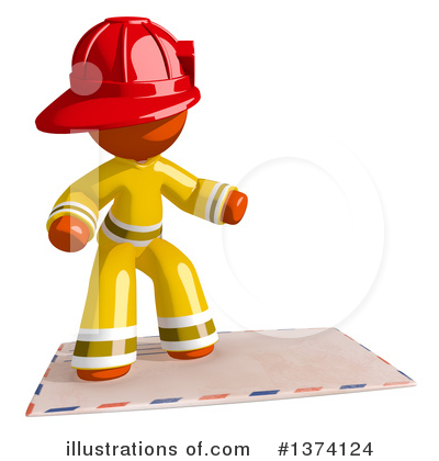Royalty-Free (RF) Orange Man Firefighter Clipart Illustration by Leo Blanchette - Stock Sample #1374124