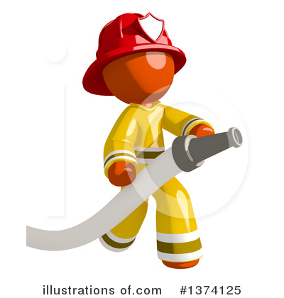 Royalty-Free (RF) Orange Man Firefighter Clipart Illustration by Leo Blanchette - Stock Sample #1374125
