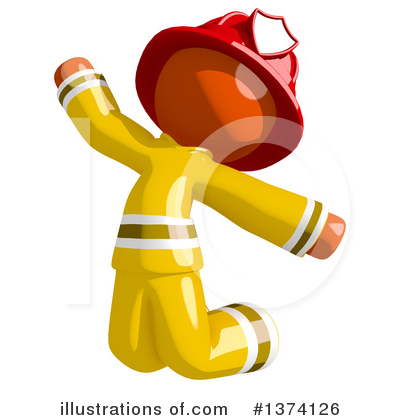 Royalty-Free (RF) Orange Man Firefighter Clipart Illustration by Leo Blanchette - Stock Sample #1374126