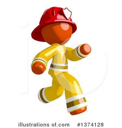 Royalty-Free (RF) Orange Man Firefighter Clipart Illustration by Leo Blanchette - Stock Sample #1374128