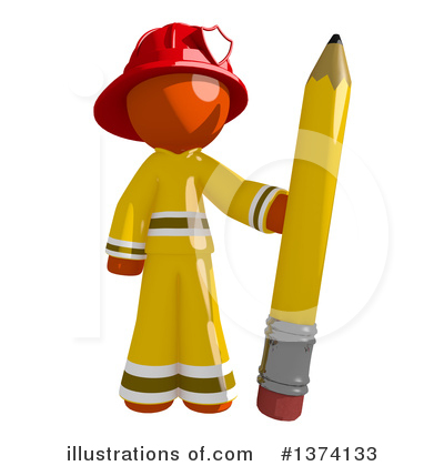 Royalty-Free (RF) Orange Man Firefighter Clipart Illustration by Leo Blanchette - Stock Sample #1374133