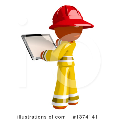 Royalty-Free (RF) Orange Man Firefighter Clipart Illustration by Leo Blanchette - Stock Sample #1374141