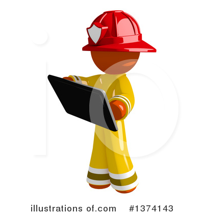Royalty-Free (RF) Orange Man Firefighter Clipart Illustration by Leo Blanchette - Stock Sample #1374143