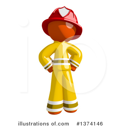 Royalty-Free (RF) Orange Man Firefighter Clipart Illustration by Leo Blanchette - Stock Sample #1374146