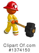 Orange Man Firefighter Clipart #1374150 by Leo Blanchette