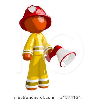 Royalty-Free (RF) Orange Man Firefighter Clipart Illustration by Leo Blanchette - Stock Sample #1374154