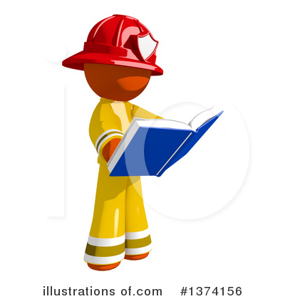 Orange Man Firefighter Clipart #1374156 by Leo Blanchette