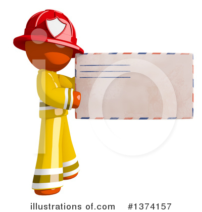 Orange Man Firefighter Clipart #1374157 by Leo Blanchette