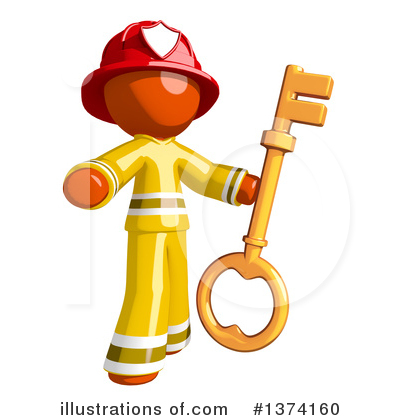 Royalty-Free (RF) Orange Man Firefighter Clipart Illustration by Leo Blanchette - Stock Sample #1374160