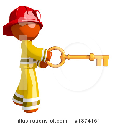 Royalty-Free (RF) Orange Man Firefighter Clipart Illustration by Leo Blanchette - Stock Sample #1374161
