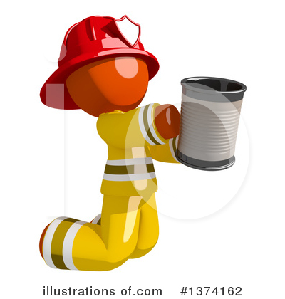 Orange Man Firefighter Clipart #1374162 by Leo Blanchette
