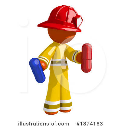 Orange Man Firefighter Clipart #1374163 by Leo Blanchette