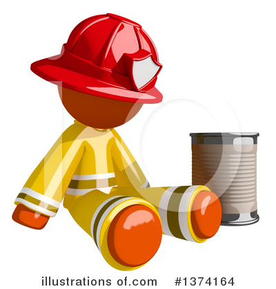 Orange Man Firefighter Clipart #1374164 by Leo Blanchette
