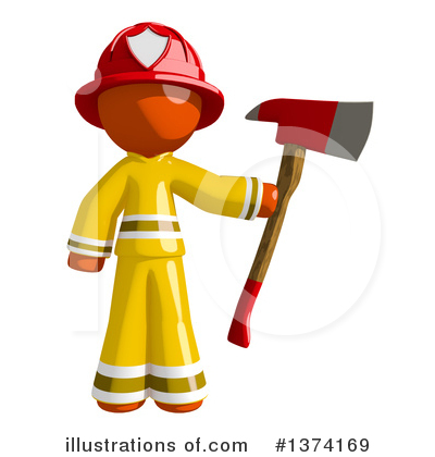 Royalty-Free (RF) Orange Man Firefighter Clipart Illustration by Leo Blanchette - Stock Sample #1374169