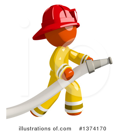 Orange Man Firefighter Clipart #1374170 by Leo Blanchette