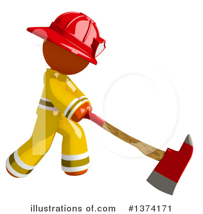 Royalty-Free (RF) Orange Man Firefighter Clipart Illustration by Leo Blanchette - Stock Sample #1374171