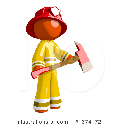 Royalty-Free (RF) Orange Man Firefighter Clipart Illustration by Leo Blanchette - Stock Sample #1374172