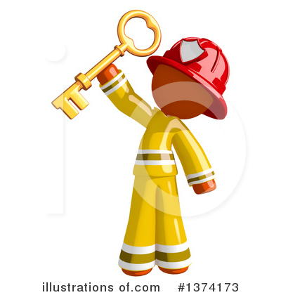 Orange Man Firefighter Clipart #1374173 by Leo Blanchette
