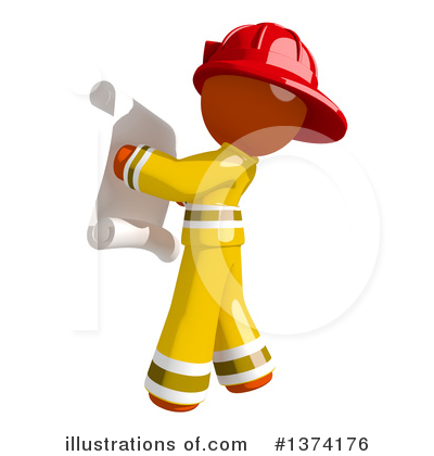 Orange Man Firefighter Clipart #1374176 by Leo Blanchette