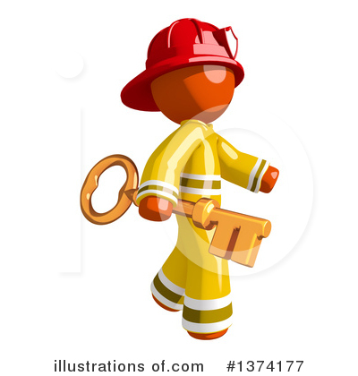 Orange Man Firefighter Clipart #1374177 by Leo Blanchette
