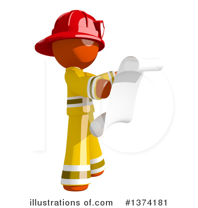 Royalty-Free (RF) Orange Man Firefighter Clipart Illustration by Leo Blanchette - Stock Sample #1374181
