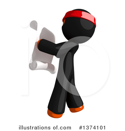 Royalty-Free (RF) Orange Man Ninja Clipart Illustration by Leo Blanchette - Stock Sample #1374101