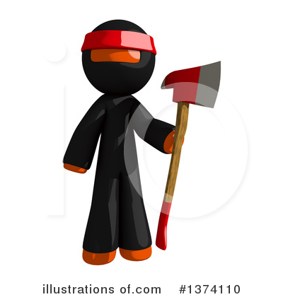 Royalty-Free (RF) Orange Man Ninja Clipart Illustration by Leo Blanchette - Stock Sample #1374110