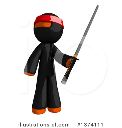Royalty-Free (RF) Orange Man Ninja Clipart Illustration by Leo Blanchette - Stock Sample #1374111