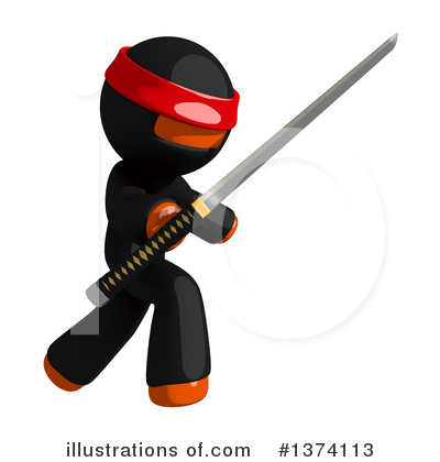 Royalty-Free (RF) Orange Man Ninja Clipart Illustration by Leo Blanchette - Stock Sample #1374113