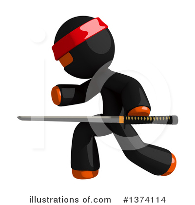 Royalty-Free (RF) Orange Man Ninja Clipart Illustration by Leo Blanchette - Stock Sample #1374114