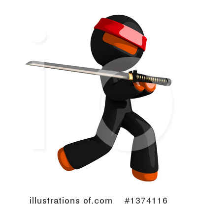 Royalty-Free (RF) Orange Man Ninja Clipart Illustration by Leo Blanchette - Stock Sample #1374116