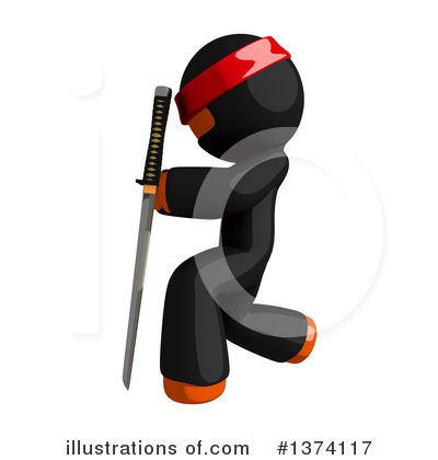Royalty-Free (RF) Orange Man Ninja Clipart Illustration by Leo Blanchette - Stock Sample #1374117