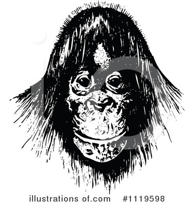 Royalty-Free (RF) Orangutan Clipart Illustration by Prawny Vintage - Stock Sample #1119598