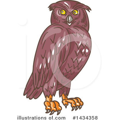 Royalty-Free (RF) Owl Clipart Illustration by patrimonio - Stock Sample #1434358