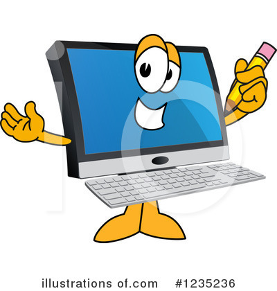 Royalty-Free (RF) Pc Computer Mascot Clipart Illustration by Mascot Junction - Stock Sample #1235236