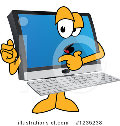 Royalty-Free (RF) Pc Computer Mascot Clipart Illustration by Mascot Junction - Stock Sample #1235238