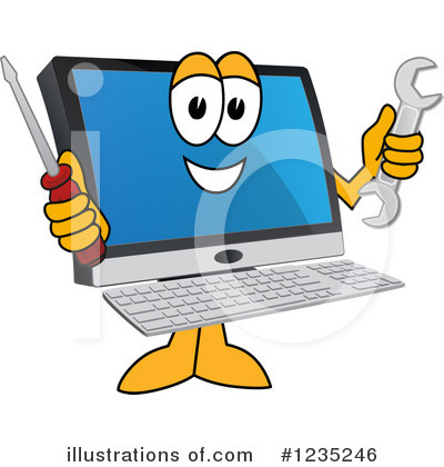 Royalty-Free (RF) Pc Computer Mascot Clipart Illustration by Mascot Junction - Stock Sample #1235246