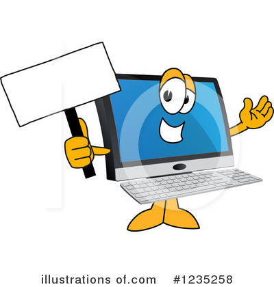 Royalty-Free (RF) Pc Computer Mascot Clipart Illustration by Mascot Junction - Stock Sample #1235258