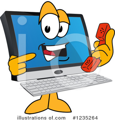 Royalty-Free (RF) Pc Computer Mascot Clipart Illustration by Mascot Junction - Stock Sample #1235264