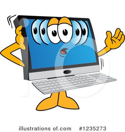 Royalty-Free (RF) Pc Computer Mascot Clipart Illustration by Mascot Junction - Stock Sample #1235273