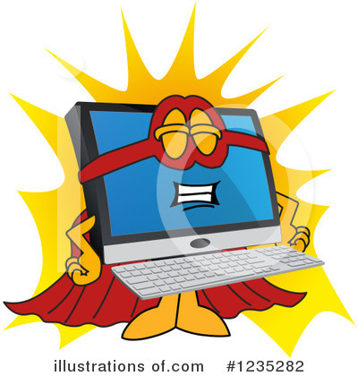 Royalty-Free (RF) Pc Computer Mascot Clipart Illustration by Mascot Junction - Stock Sample #1235282